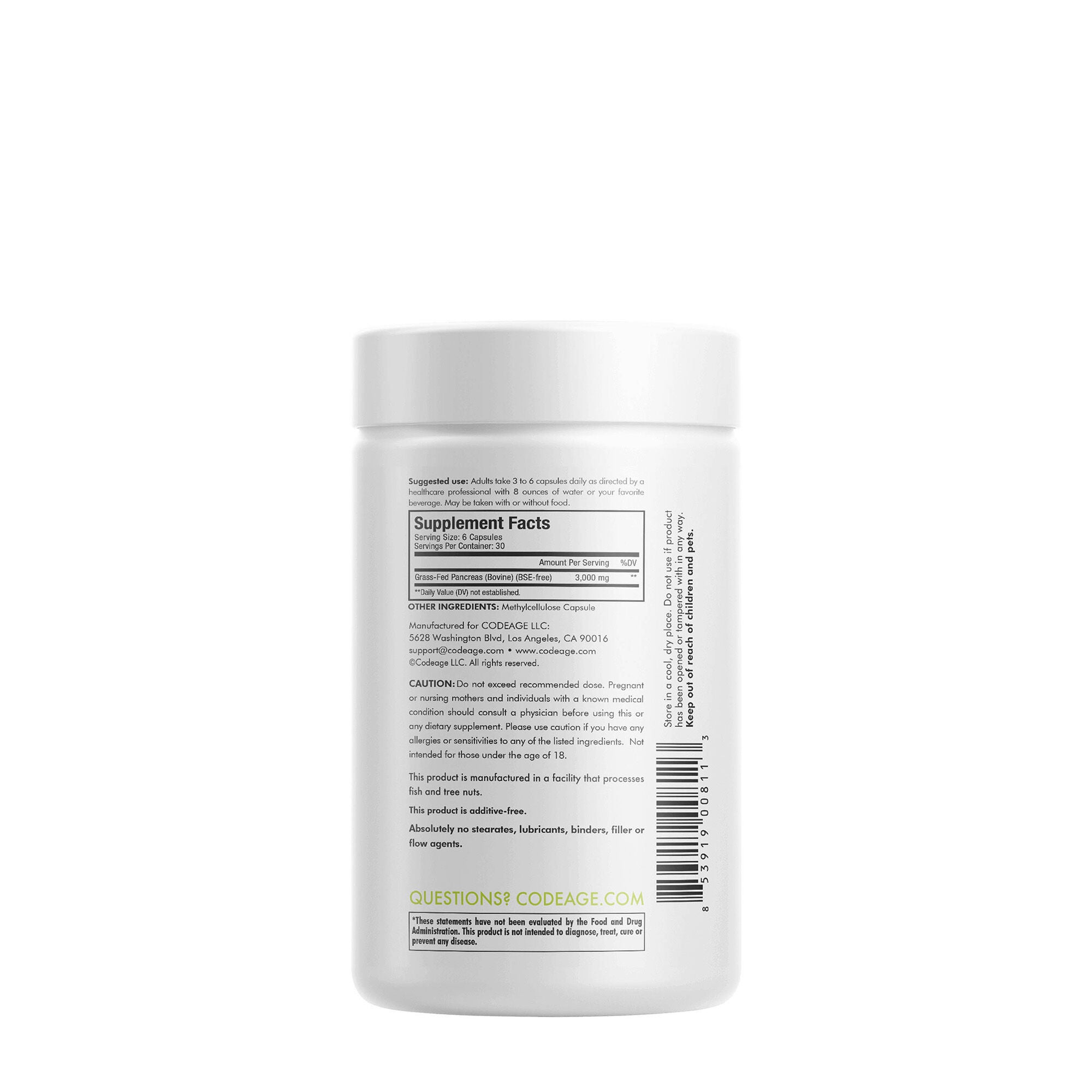 Grass-Fed Beef Pancreas - 180 Capsules (30 Servings)